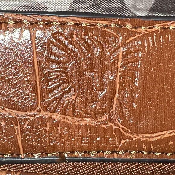 Anne Klein bag vintage tan brown animal snake faux leather gold tone EUC - Picture 4 of 10